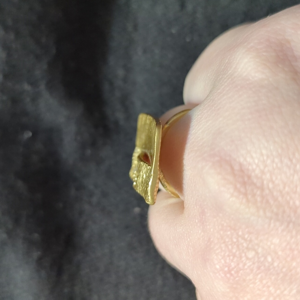 Solid Brass Clear Cz Split Rectangle Statement Ri… - image 2